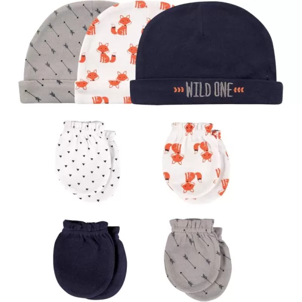 Hudson Baby Unisex Baby Cotton Cap and Scratch Mitten Set