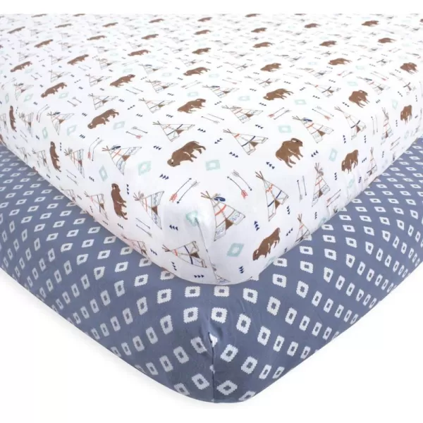 Hudson Baby Unisex Baby Cotton Fitted Crib Sheet, Teepee, One Size