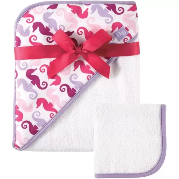 Hudson Baby Unisex Baby Cotton Hooded Towel and Washcloth, Navy Silver Star, One Size 