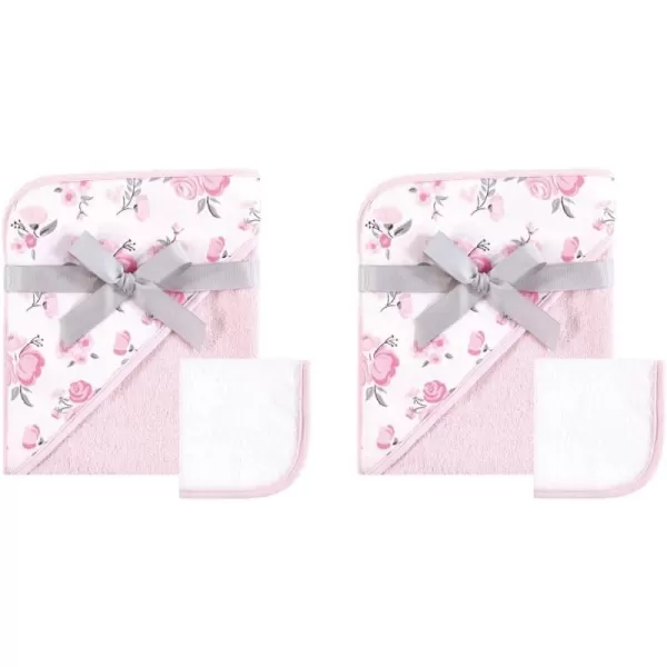 Hudson Baby Unisex Baby Cotton Hooded Towel and Washcloth, Navy Silver Star, One Size 