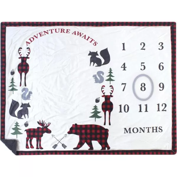 Hudson Baby Unisex Baby Plush Holiday and Milestone Blanket, Red Black Plaid, One Size
