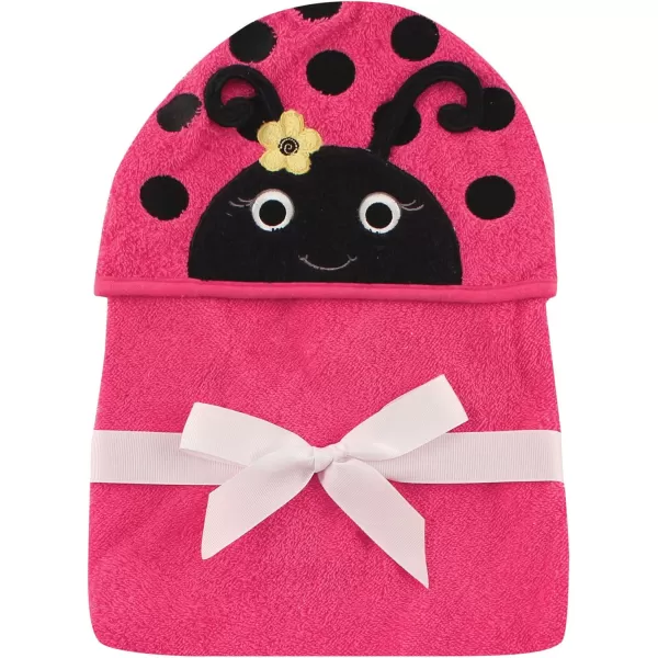 Hudson Baby Unisex Baby Cotton Animal Face Hooded Towel, Ladybug, One Size