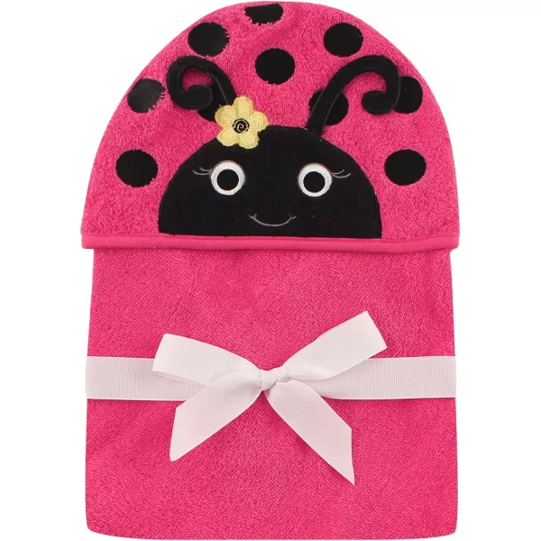 Hudson Baby Unisex Baby Cotton Animal Face Hooded Towel, Ladybug, One Size