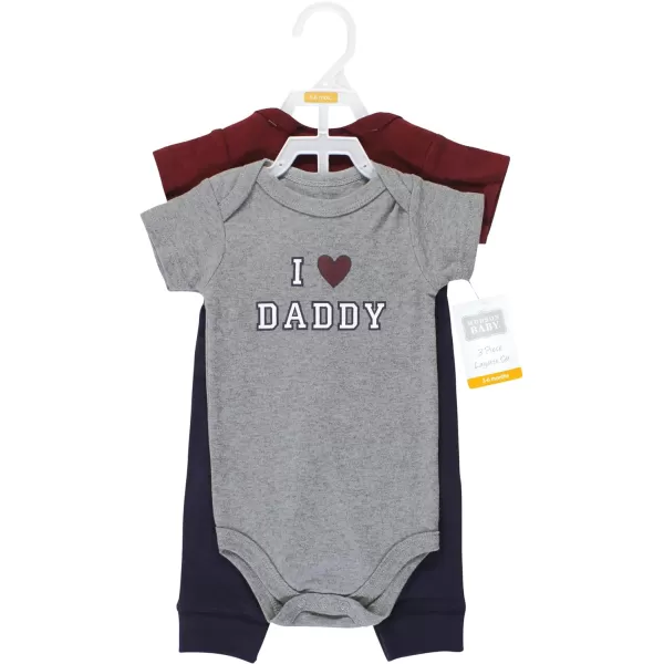 Hudson Baby Unisex Baby Unisex Baby Cotton Bodysuit and Pant Set, Boy Daddy, 6-9 Months