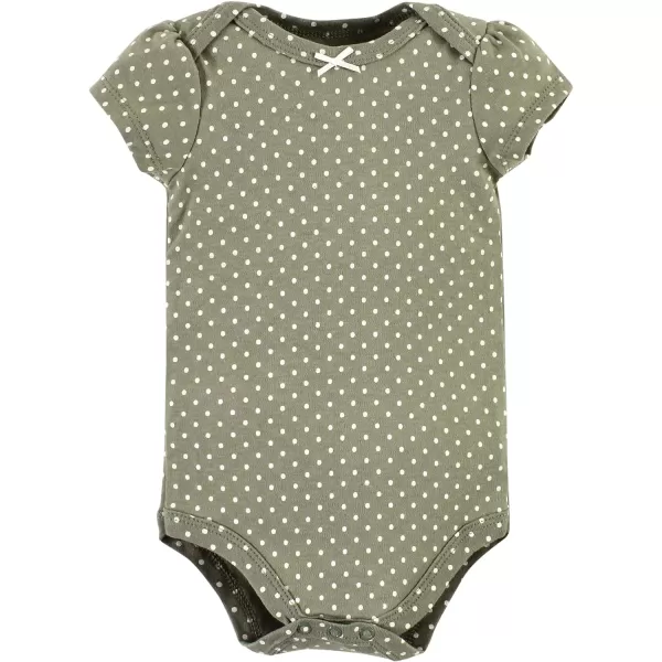 Hudson Baby Unisex Baby Unisex Baby Cotton Bodysuits, Sage Floral Wreath, 0-3 Months