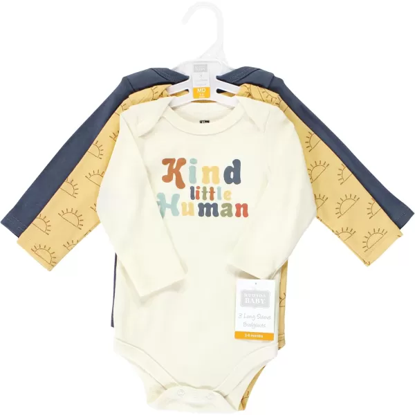 Hudson Baby Unisex Baby Unisex Baby Cotton Long-sleeve Bodysuits, Kind Human, 12-18 Months