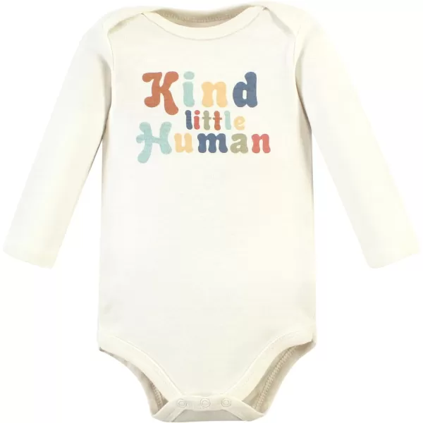 Hudson Baby Unisex Baby Unisex Baby Cotton Long-sleeve Bodysuits, Kind Human, 9-12 Months
