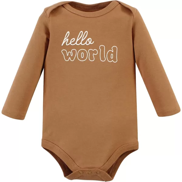 Hudson Baby Unisex Baby Unisex Baby Cotton Long-sleeve Bodysuits, Kind Human, 9-12 Months
