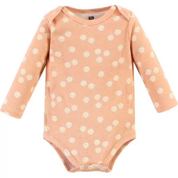 Hudson Baby Unisex Baby Unisex Baby Cotton Long-sleeve Bodysuits, Peace Love Flowers, 12-18 Months