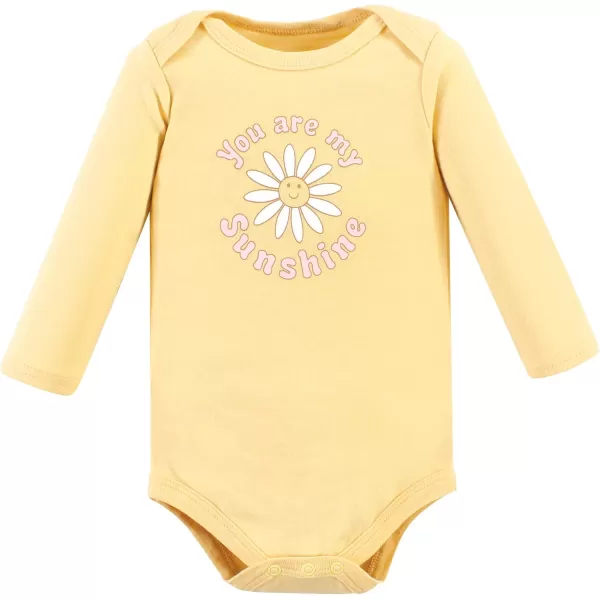 Hudson Baby Unisex Baby Unisex Baby Cotton Long-sleeve Bodysuits, Peace Love Flowers, 12-18 Months