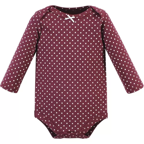 Hudson Baby Unisex Baby Unisex Baby Cotton Long-sleeve Bodysuits, Plum Wildflower, 9-12 Months