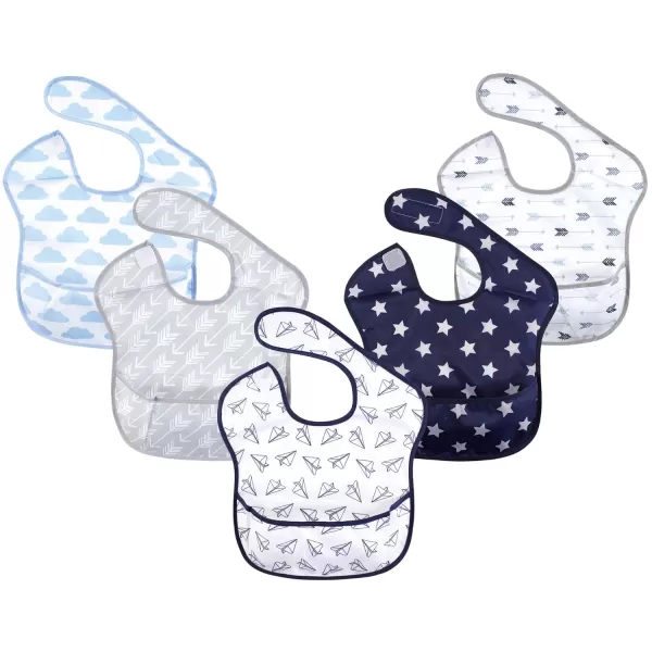 Hudson Baby Unisex Baby Waterproof Polyester Bibs, Paper Airplane, Feeder