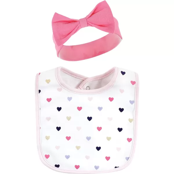 Hudson Baby Unisex BabyCotton Bib and Headband or Caps Set