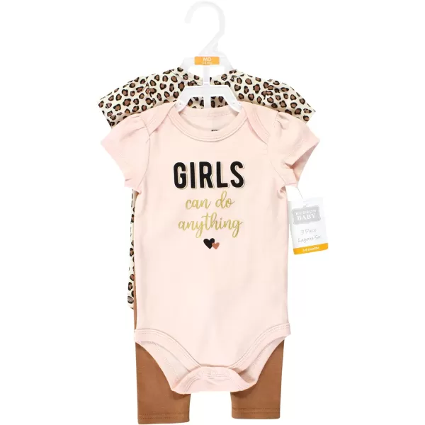 Hudson Baby baby-girls Unisex Baby Cotton Bodysuit and Pant Set, Cinnamon Hearts, 3-6 Months