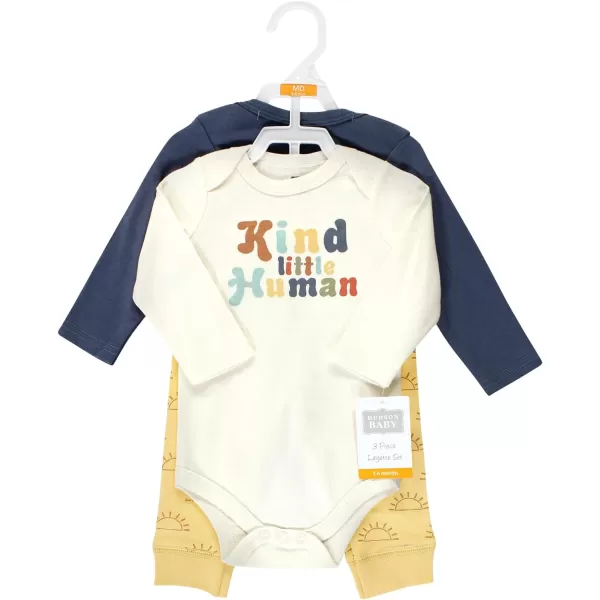 Hudson Baby baby-girls Unisex Baby Cotton Bodysuit and Pant Set, Kind Human, Preemie