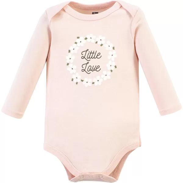 Hudson Baby baby-girls Unisex Baby Cotton Bodysuit and Pant Set, Sage Floral Wreath, 3-6 Months