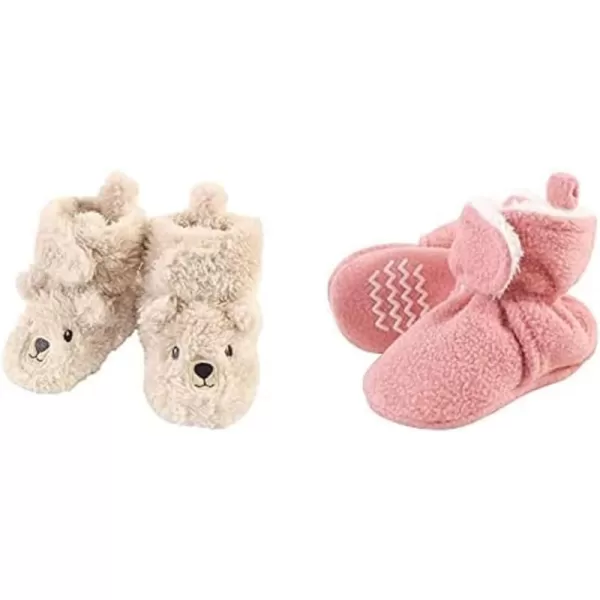 Hudson Baby Cozy Fleece and Sherpa Booties, 2-Pack