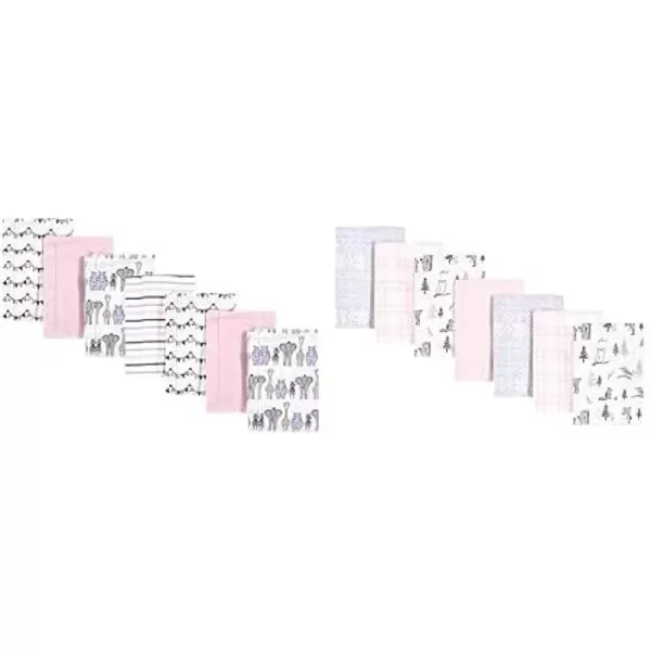 Hudson Baby Girl Cotton Flannel Burp Cloth 14-Pack, Winter Forest Neutral Giraffe