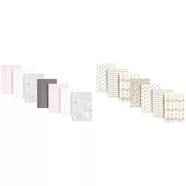 Hudson Baby Girl Cotton Flannel Burp Cloth 14-Pack, Winter Forest Neutral Giraffe