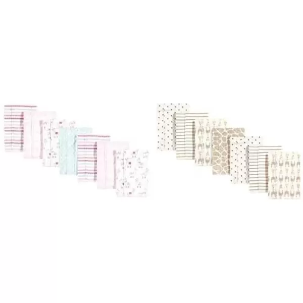 Hudson Baby Girl Cotton Flannel Burp Cloth 14-Pack, Winter Forest Neutral Giraffe