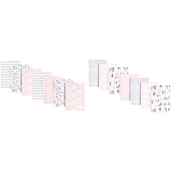 Hudson Baby Girl Cotton Flannel Burp Cloth 14-Pack, Winter Forest Neutral Giraffe