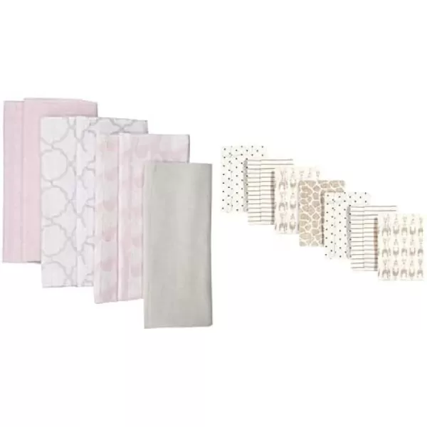 Hudson Baby Girl Cotton Flannel Burp Cloth 14-Pack, Winter Forest Neutral Giraffe