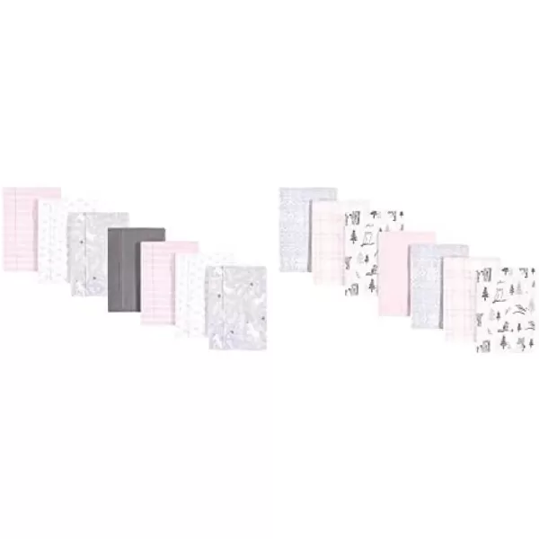 Hudson Baby Girl Cotton Flannel Burp Cloth 14-Pack, Winter Forest Neutral Giraffe