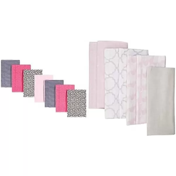 Hudson Baby Girl Cotton Flannel Burp Cloth 14-Pack, Winter Forest Neutral Giraffe