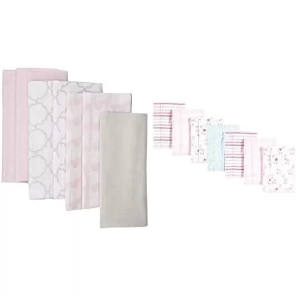Hudson Baby Girl Cotton Flannel Burp Cloth 14-Pack, Winter Forest Neutral Giraffe