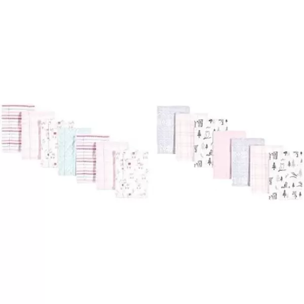 Hudson Baby Girl Cotton Flannel Burp Cloth 14-Pack, Winter Forest Neutral Giraffe