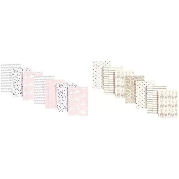 Hudson Baby Girl Cotton Flannel Burp Cloth 14-Pack, Winter Forest Neutral Giraffe