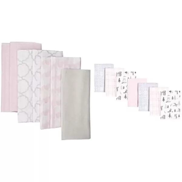 Hudson Baby Girl Cotton Flannel Burp Cloth 14-Pack, Winter Forest Neutral Giraffe