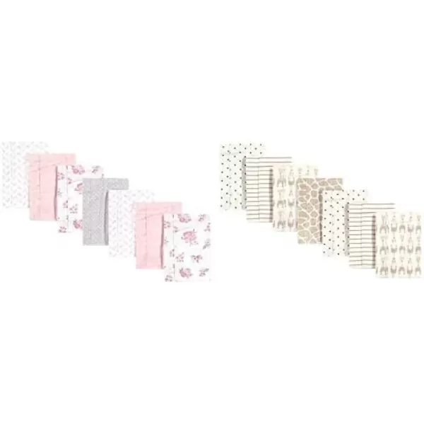 Hudson Baby Girl Cotton Flannel Burp Cloth 14-Pack, Winter Forest Neutral Giraffe