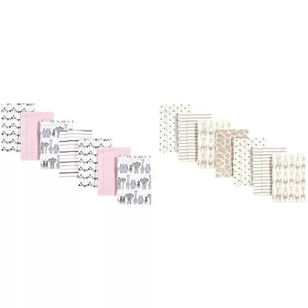 Hudson Baby Girl Cotton Flannel Burp Cloth 14-Pack, Winter Forest Neutral Giraffe