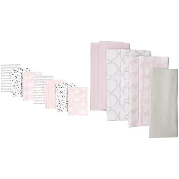 Hudson Baby Girl Cotton Flannel Burp Cloth 14-Pack, Winter Forest Neutral Giraffe