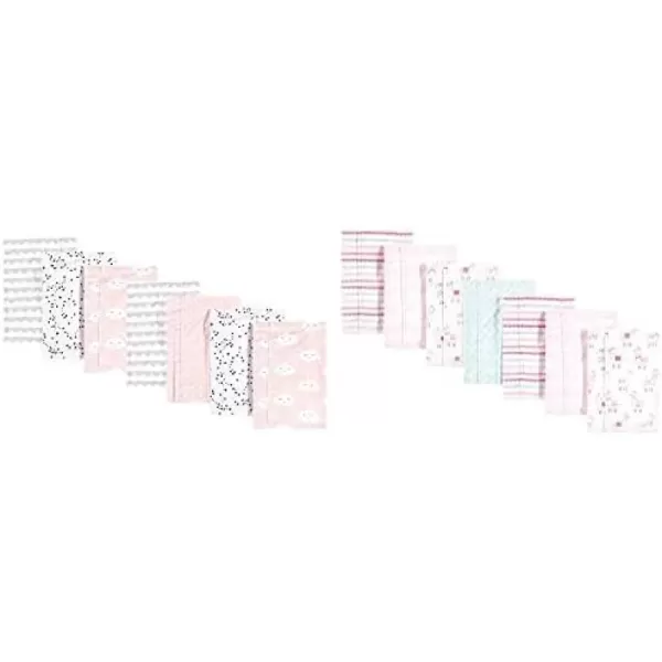 Hudson Baby Girl Cotton Flannel Burp Cloth 14-Pack, Winter Forest Neutral Giraffe