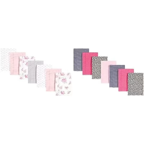 Hudson Baby Girl Cotton Flannel Burp Cloth 14-Pack, Winter Forest Neutral Giraffe