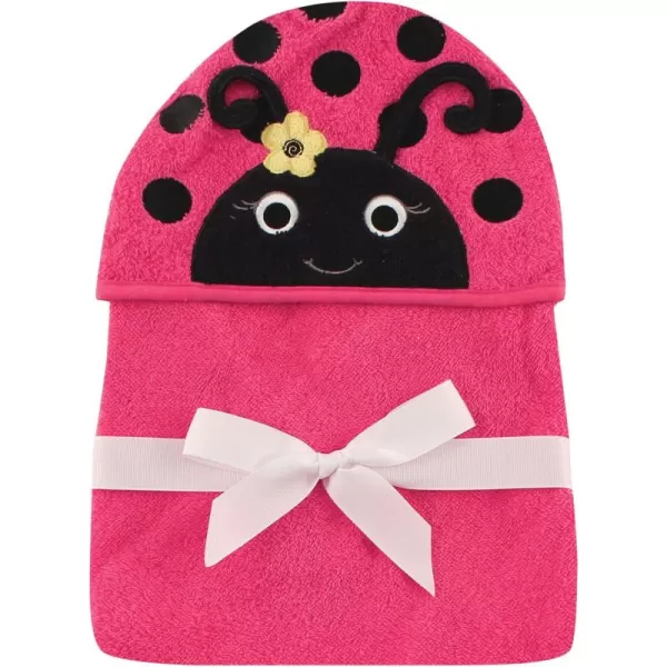 Hudson Baby Unisex Baby Cotton Animal Face Hooded Towel, Ladybug, One Size