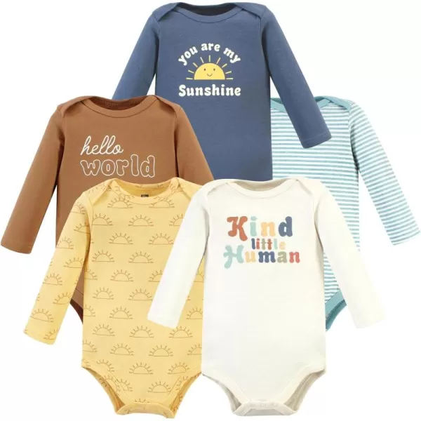 Hudson Baby Unisex Baby Unisex Baby Cotton Long-sleeve Bodysuits, Kind Human, 9-12 Months