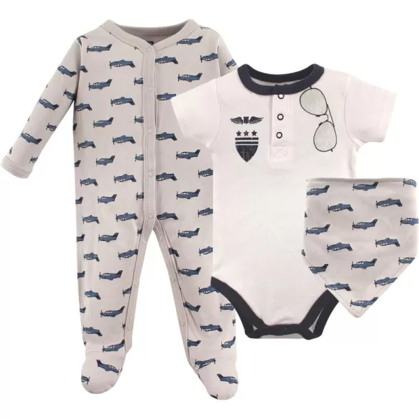 Hudson Baby Unisex BabyCotton Sleep and Play, Bodysuit and Bandana Bib Set