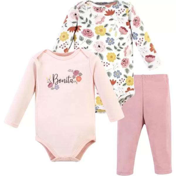 Hudson Baby baby-girls Unisex Baby Cotton Bodysuit and Pant Set, Bonita, 0-3 Months