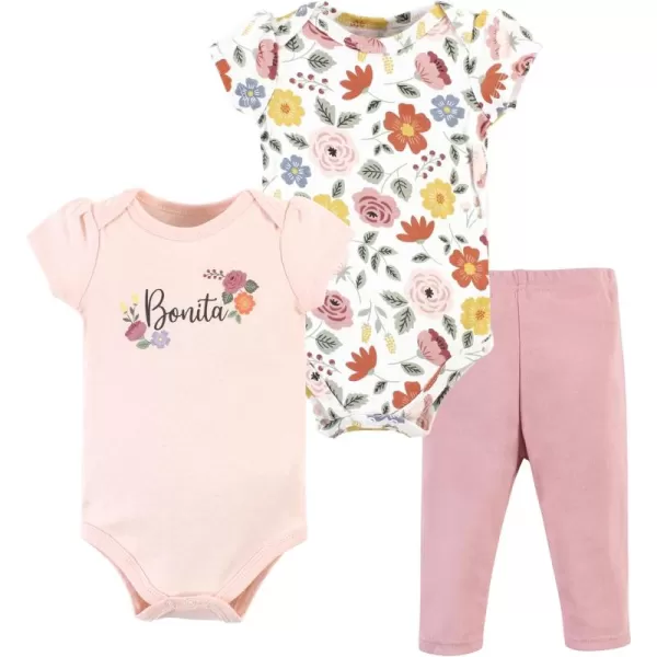 Hudson Baby baby-girls Unisex Baby Cotton Bodysuit and Pant Set, Bonita, 0-3 Months