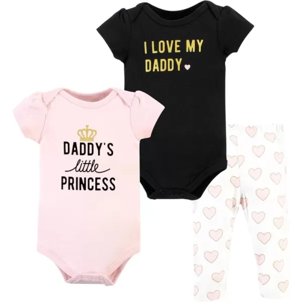 Hudson Baby baby-girls Unisex Baby Cotton Bodysuit and Pant Set, Daddys Little Princess, 9-12 Months