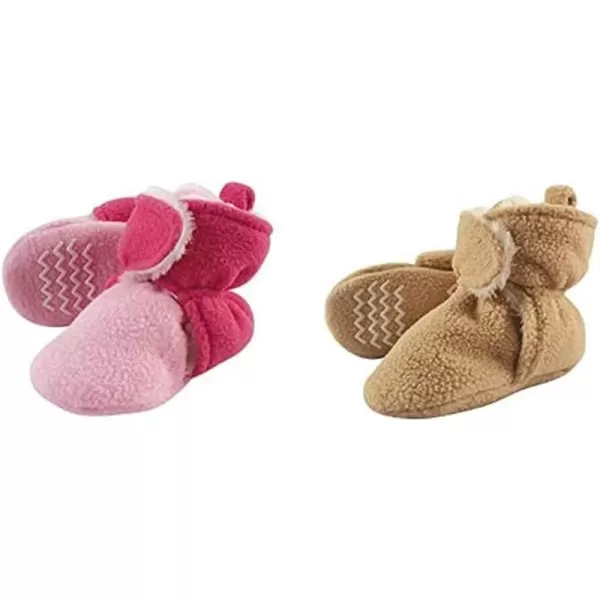 Hudson Baby Cozy Fleece and Sherpa Booties, 2-Pack