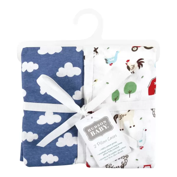 Hudson Baby Unisex Baby and Toddler Cotton Toddler Pillow Case, Heather Light Blue Cloud, One Size