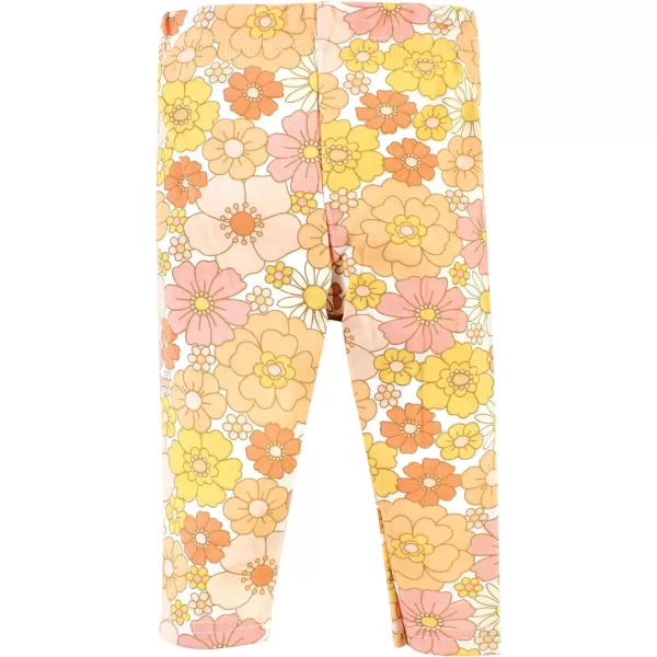 Hudson Baby baby-girls Unisex Baby Cotton Bodysuit and Pant Set, Peace Love Flowers, 12-18 Months