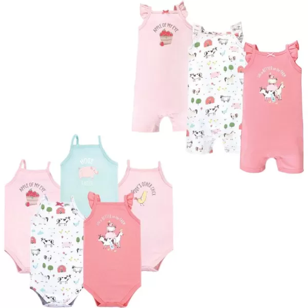 Hudson Baby unisex-baby Cotton Bodysuits and Rompers, 8-piece