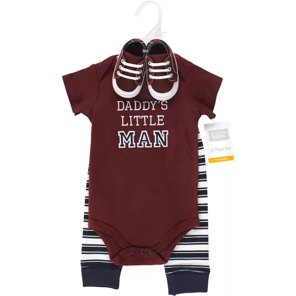 Hudson Baby Unisex Baby Unisex Baby Cotton Bodysuit, Pant and Shoe Set, Boy Daddy, 3-6 Months