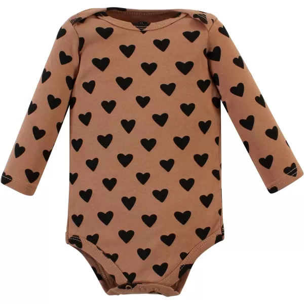 Hudson Baby Unisex Baby Unisex Baby Cotton Long-sleeve Bodysuits, Cinnamon Hearts, Newborn