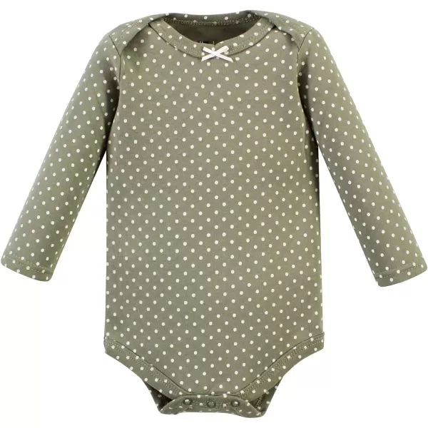 Hudson Baby Unisex Baby Unisex Baby Cotton Long-sleeve Bodysuits, Sage Floral Wreath, 18-24 Months